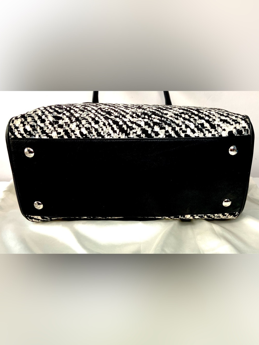 Coach 2013 Black & White Patterned Satchel with Leather Trim - Picture 8 of 12